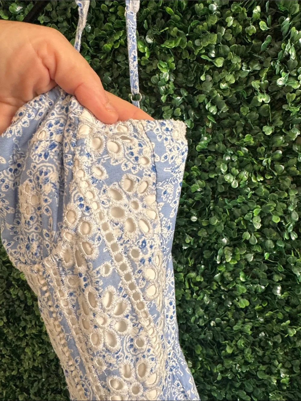 Karina Grimaldi IRMA EYELET MIDI DRESS EUC SMALL LIKE 🆕 LIGHT BLUE RETAL $325